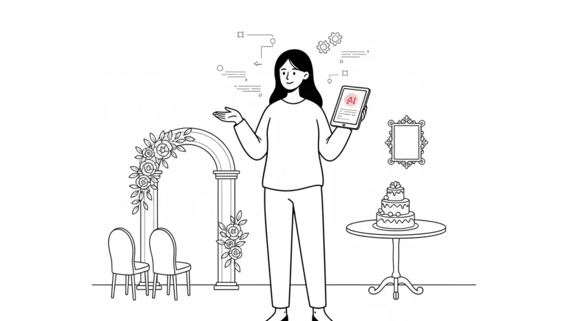 Illustration for "10 Ways AI Saves Wedding Venues 15+ Hours Weekly" highlighting Wedding venue owners lose qualified couples to voicemail and delayed responses w...