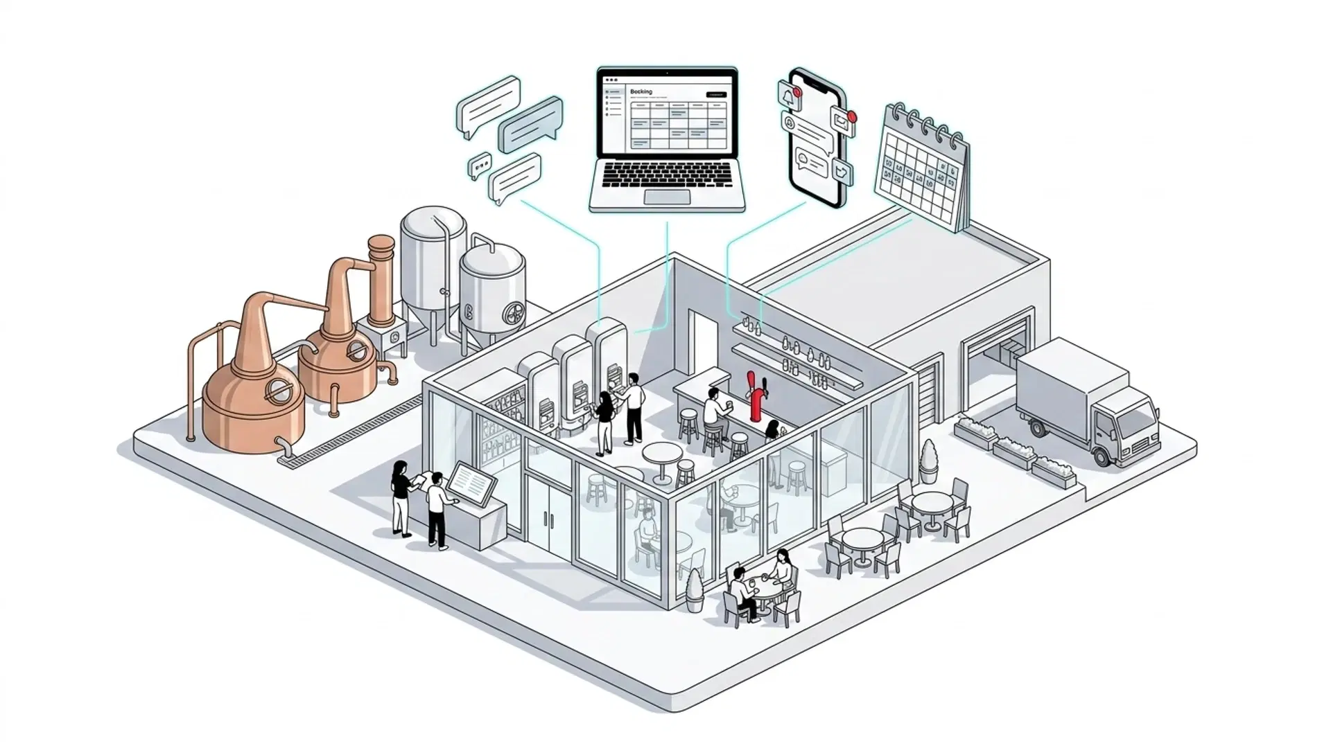 Illustration for "Best AI Sales Assistant for Breweries & Distilleries 2026" highlighting We compared the 8 tools breweries and distilleries actually use in 2026 to handl...