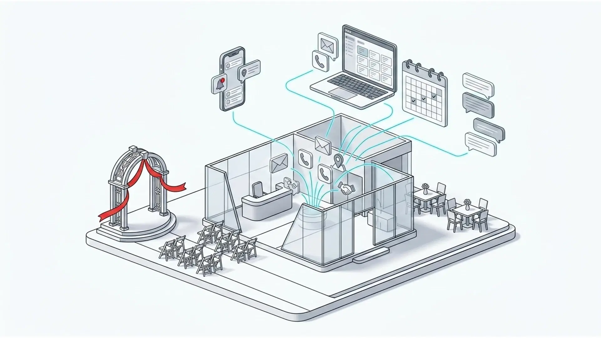 Illustration for "Best AI Sales Assistant for Wedding Venues in 2026" highlighting We compared the 8 AI tools wedding venues actually use to handle leads in 2026,...
