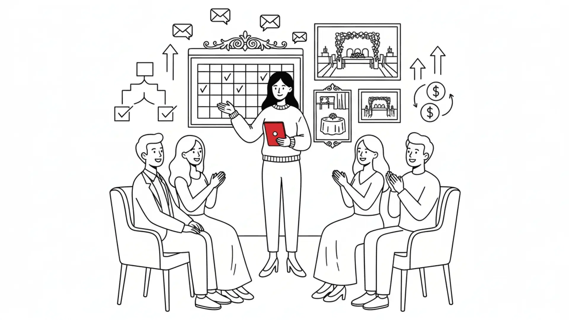 Illustration for "Lead Response ROI: 5 Minutes Adds $10K Per Wedding" highlighting The time gap between when a couple inquires and when you respond is costing your...