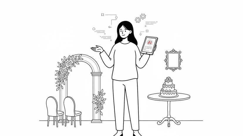 Illustration for "10 Ways AI Saves Wedding Venues 15+ Hours Weekly" highlighting Wedding venue owners lose qualified couples to voicemail and delayed responses w...