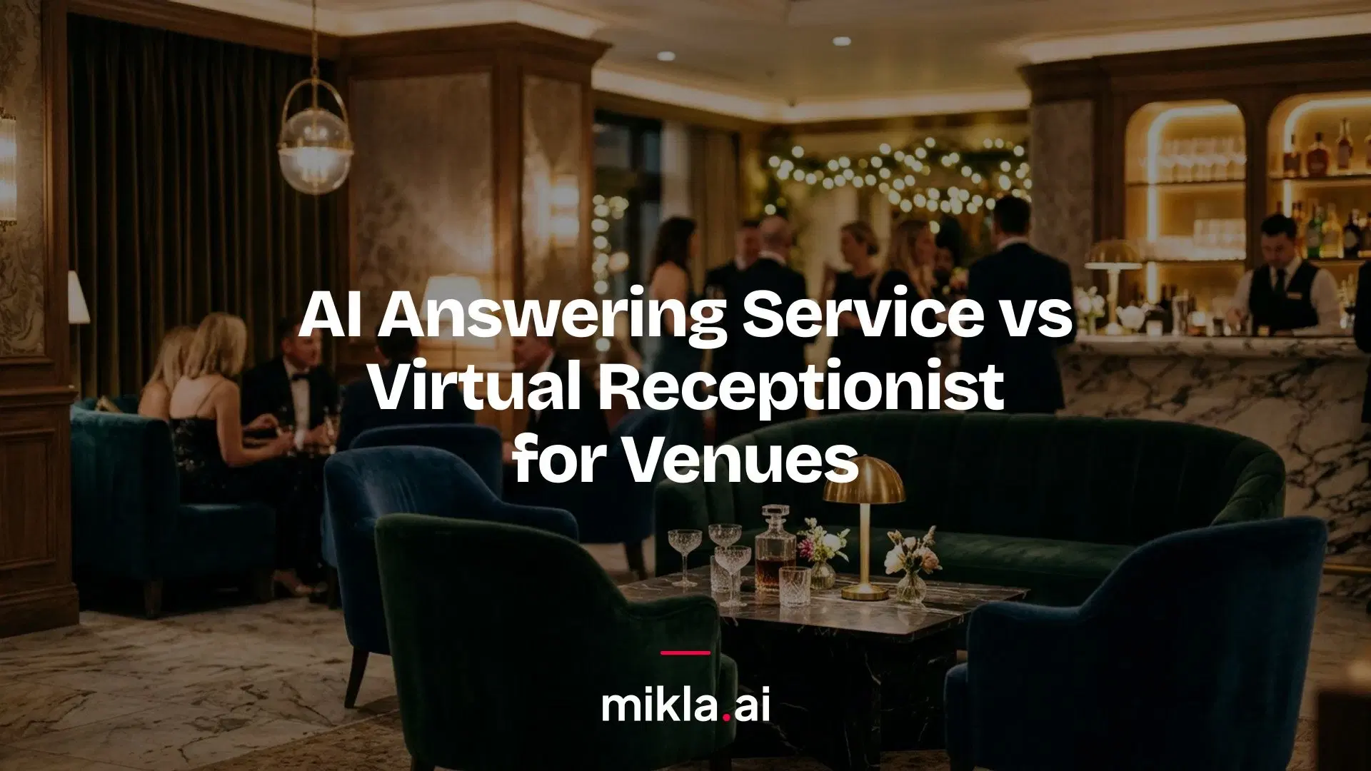 Illustration for "AI Answering Service vs Virtual Receptionist for Venues" highlighting Human virtual receptionists charge by the minute and sleep at night. AI answerin...