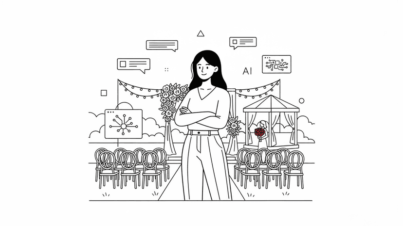 Illustration for "AI Tools for Wedding Venues: 2025 Owner's Guide" highlighting Wedding venues lose 1 in 4 inbound calls and 23% of web leads go unanswered. Her...