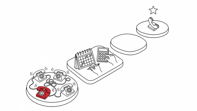 Illustration for "Corporate Event Venue Inquiry Management: The AI Playbook" highlighting Corporate planners contact 3-5 venues, build a shortlist within 48 hours, and bo...