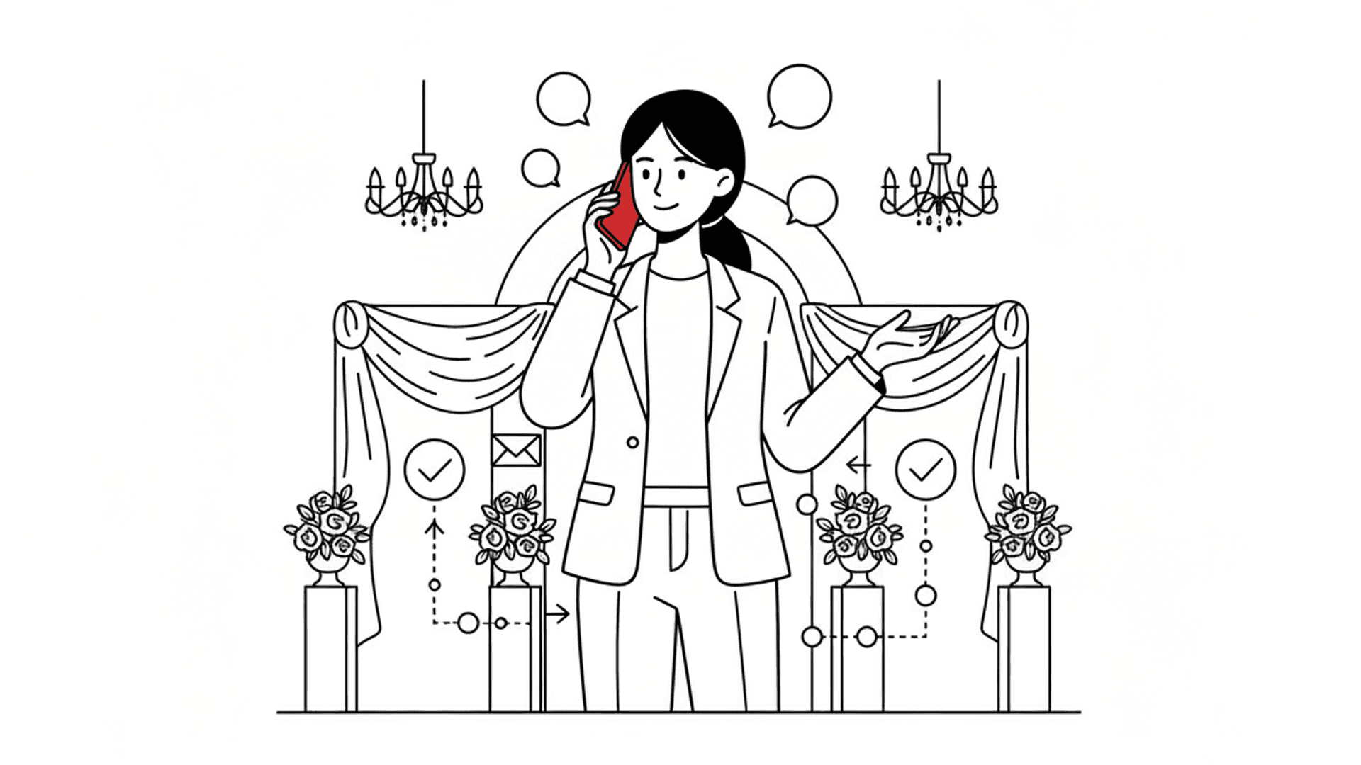 Illustration for "Double Venue Revenue by Fixing Lead Response Time" highlighting Most wedding venues lose half their inquiries to slow responses and missed calls...