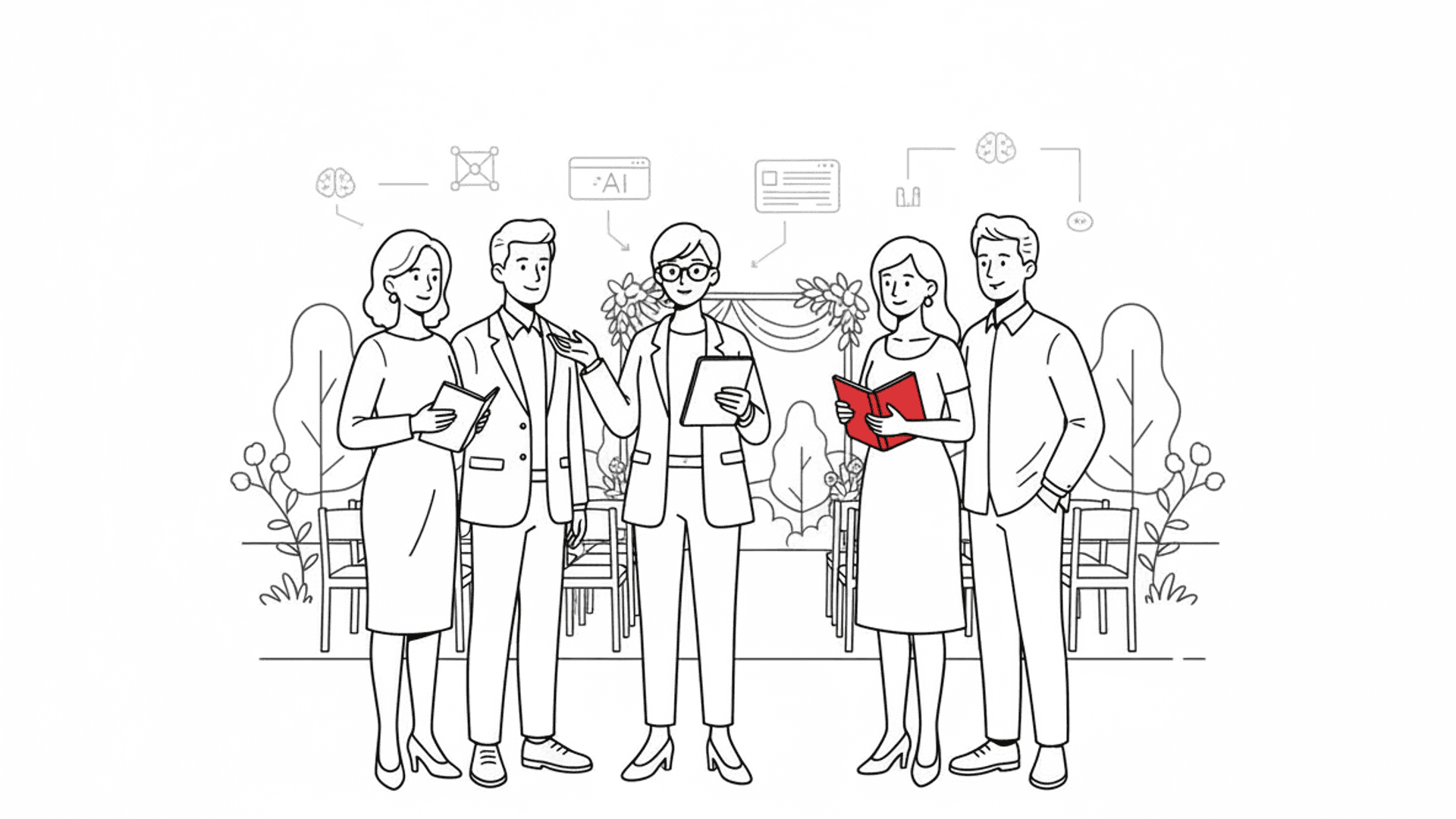 Illustration for "How to Use ChatGPT to Create Wedding Venue Contracts: A Complete Guide for AI-Powered Contract Management" highlighting Its Wednesday afternoon when Jessica, who manages a barn venue in upstate New Yo...