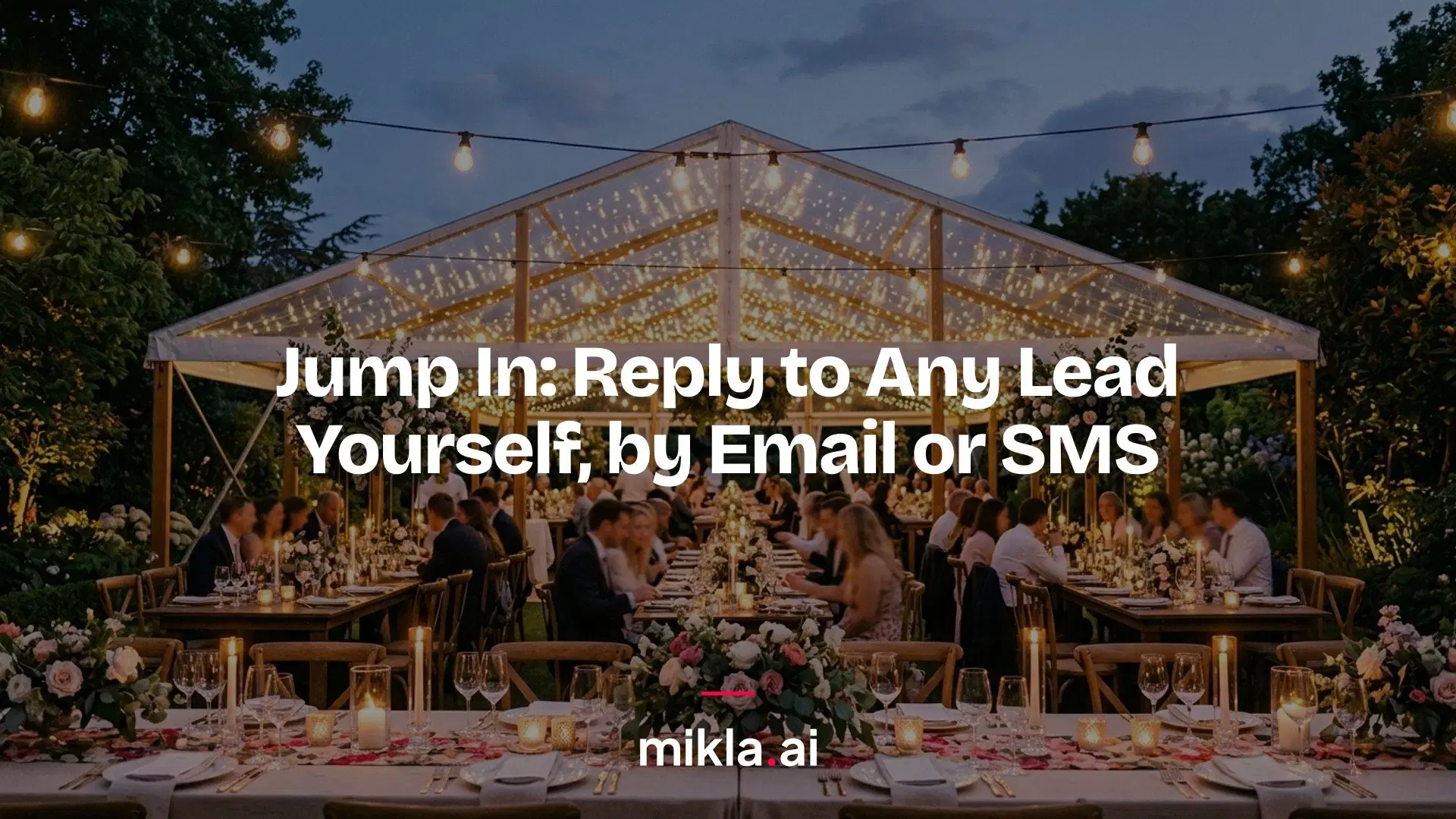 Illustration for "Jump In: Reply to Any Lead Yourself, by Email or SMS" highlighting Your AI runs every lead conversation. Any time you want to reply yourself, by em...