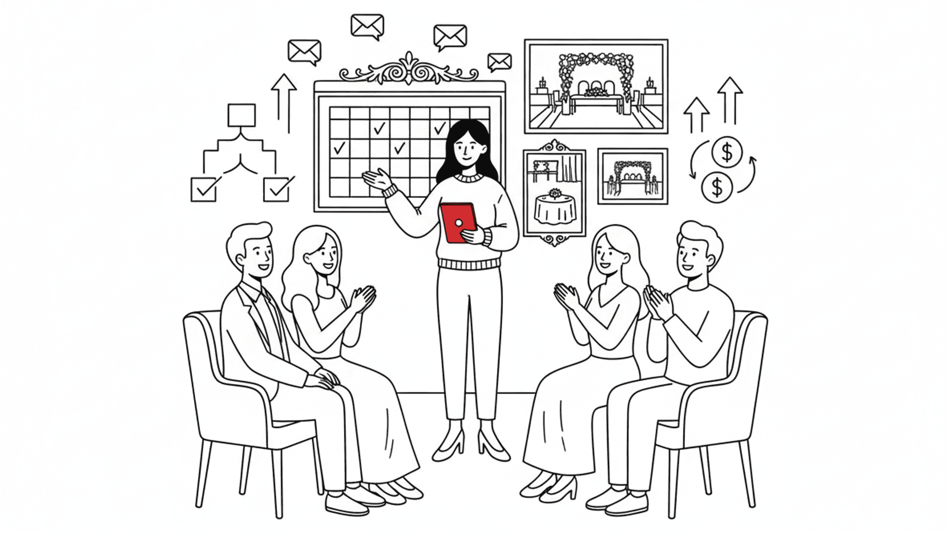 Illustration for "Lead Response ROI: 5 Minutes Adds $10K Per Wedding" highlighting The time gap between when a couple inquires and when you respond is costing your...