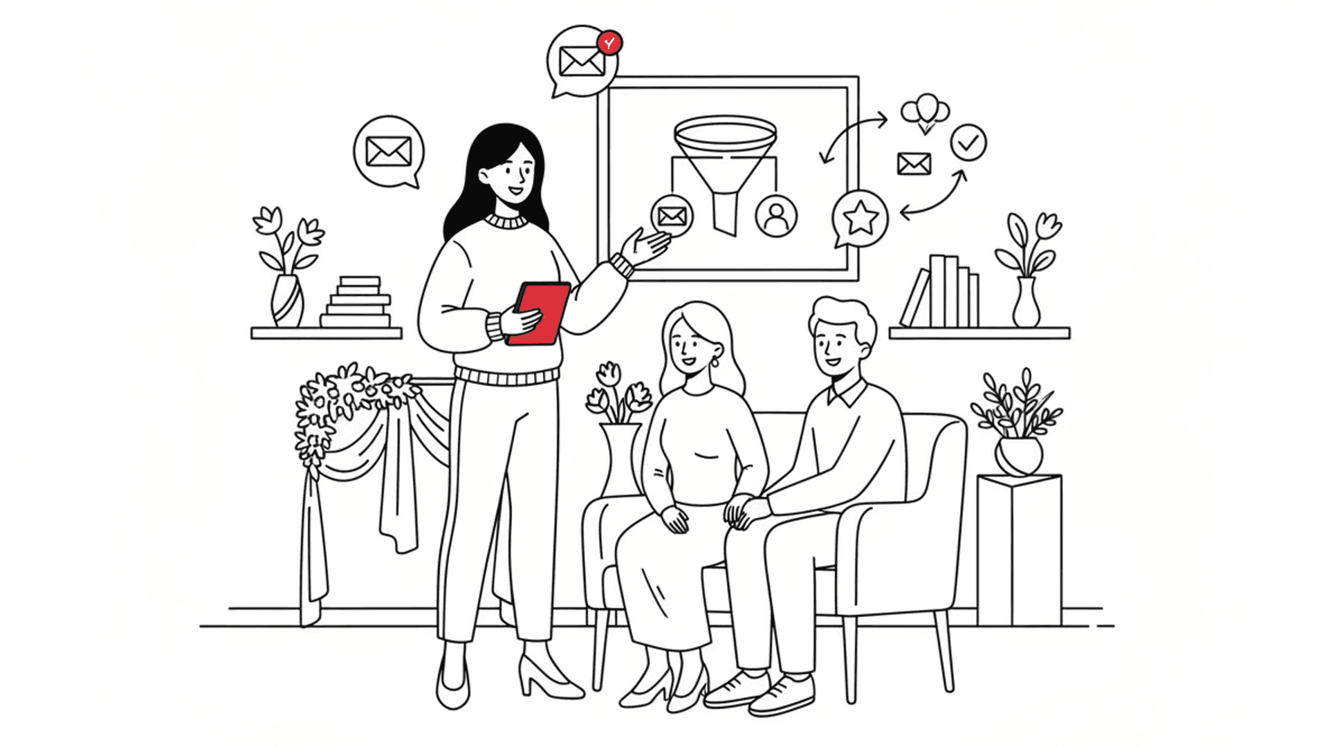 Illustration for "The Venue Manager's Guide to Automated Tour Scheduling & Instant Lead Response" highlighting * Responding to a new wedding lead within one minute increases conversion by 391...