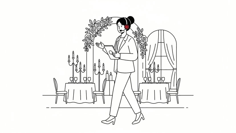 Illustration for "Wedding Venue Peak Season Survival Guide" highlighting During peak season, 85% of missed calls never call back—and your competitors are...