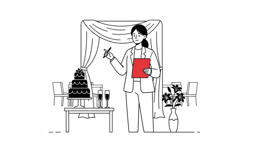 Illustration for "Wedding Venue Pricing: When to Show Your Rates" highlighting pricing strategies and response speed