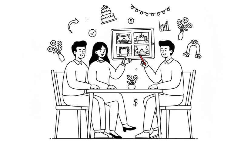 Illustration for "Wedding Venue Sales Funnel: Inquiry to Contract in 7 Days" highlighting Most venues lose 85% of missed calls and wait 42 hours to reply to inquiries whi...