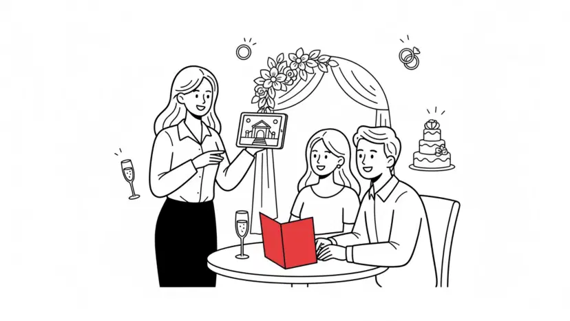 Illustration for "Wedding Venue Website Optimization Guide" highlighting Your venue site drives traffic—but if youre missing calls, ignoring emails, or l...